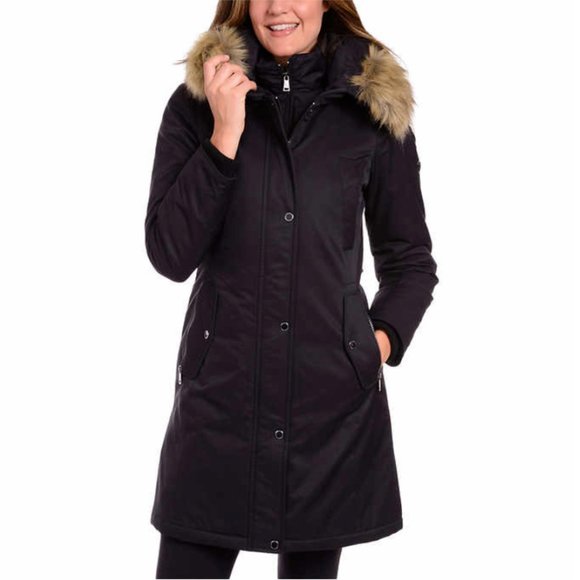 1 Madison Jackets & Blazers - 1 MADISON Women Water Resistant Long Parka Hooded Jacket--Black
